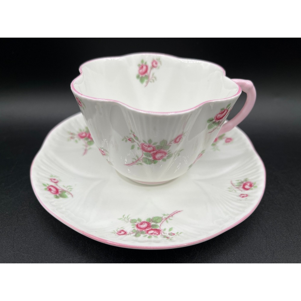 Vtg Shelley England Dainty Pink Rosebud Fine Bone China Teacup Saucer Rd 272101